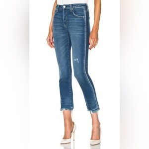 AMO Denim Revolve Babe Old School Jeans Piping Side Panel Cropped Frayed Size 26